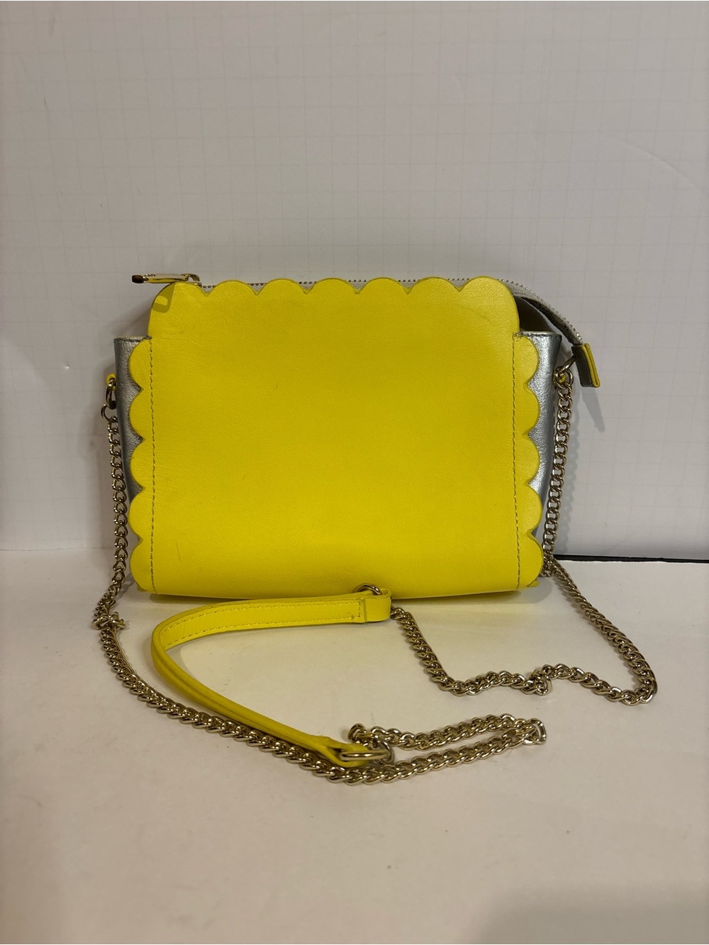Talbots Yellow Scalloped Crossbody with Silver Accents